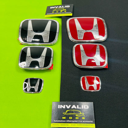 Honda JDM Type-R Red Emblem (Set of 3) | Honda H Replacement Logos