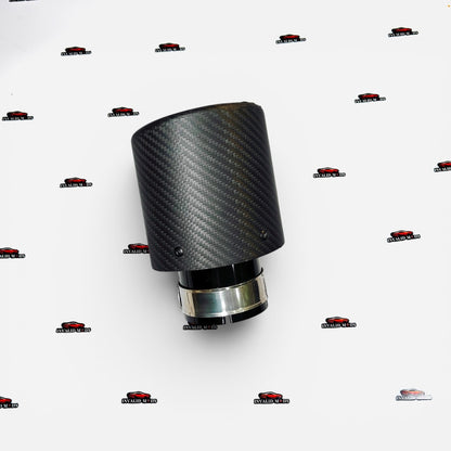Single Tip Matte Carbon Exhaust Tip | Black Body | Universal Stainless Steel Aftermarket Exhaust Tip