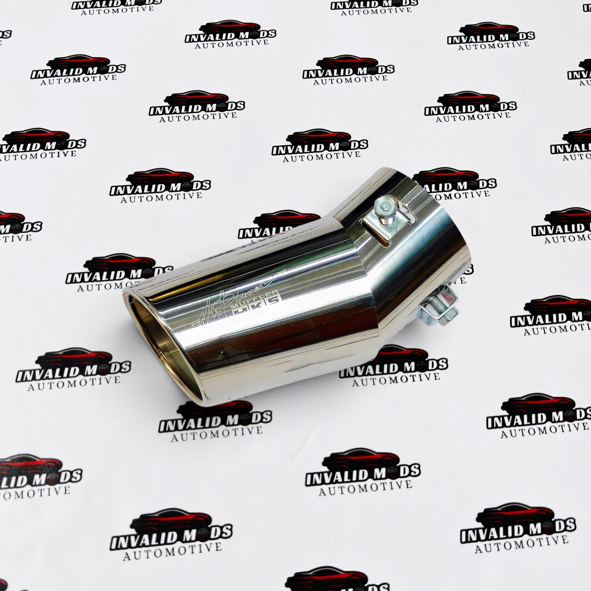 HKS Style Single Exhaust Tip with 2.4-Inch Bent Inlet | Universal Car Exhaust Tip