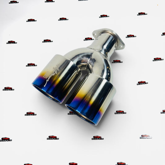 HKS Dual Round Exhaust Tip | Premium Burnt Finish | Universal Stainless Steel Performance Exhaust Tip