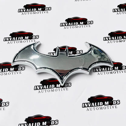 Batman Logo Sticker | Premium Metal Finish Badge in Silver & Gold