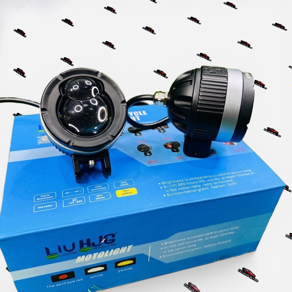 HJG 124 Dual Lens Auxiliary Lights 120W | High Power LED Fog Lights for Cars & Bikes
