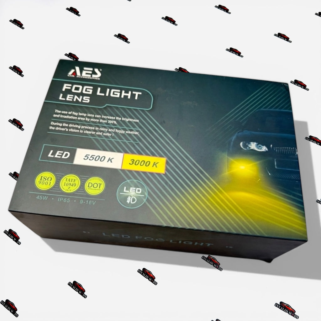 AES 3-Inch LED Fog Lamps with Blue Lens – High-Performance Car Fog Lights