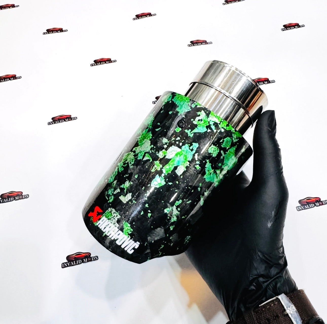 Akrapovic-Style Green Forged Carbon Single Exhaust Tip – Universal Fit