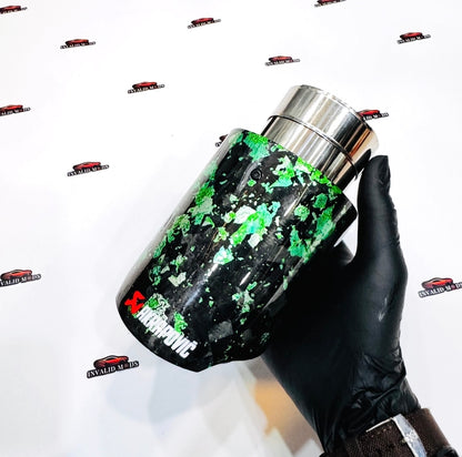 Akrapovic-Style Green Forged Carbon Single Exhaust Tip – Universal Fit
