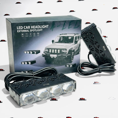 4 LED Auxiliary Spotlight Lights (Set of 2) | Dual Color White & Yellow Beam | High-Range Bright LED Lamps for Cars