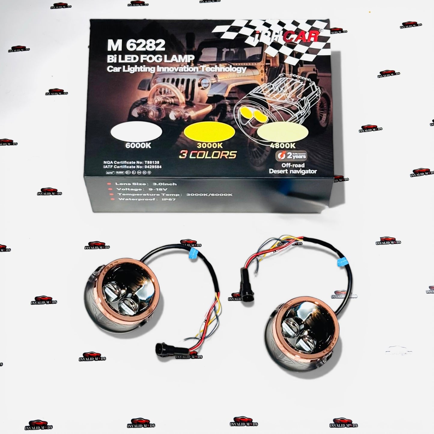 IPH M6282 3-Inch Bi-LED Fog Lamp | HD Projector Lens Universal Car Fog Light Upgrade