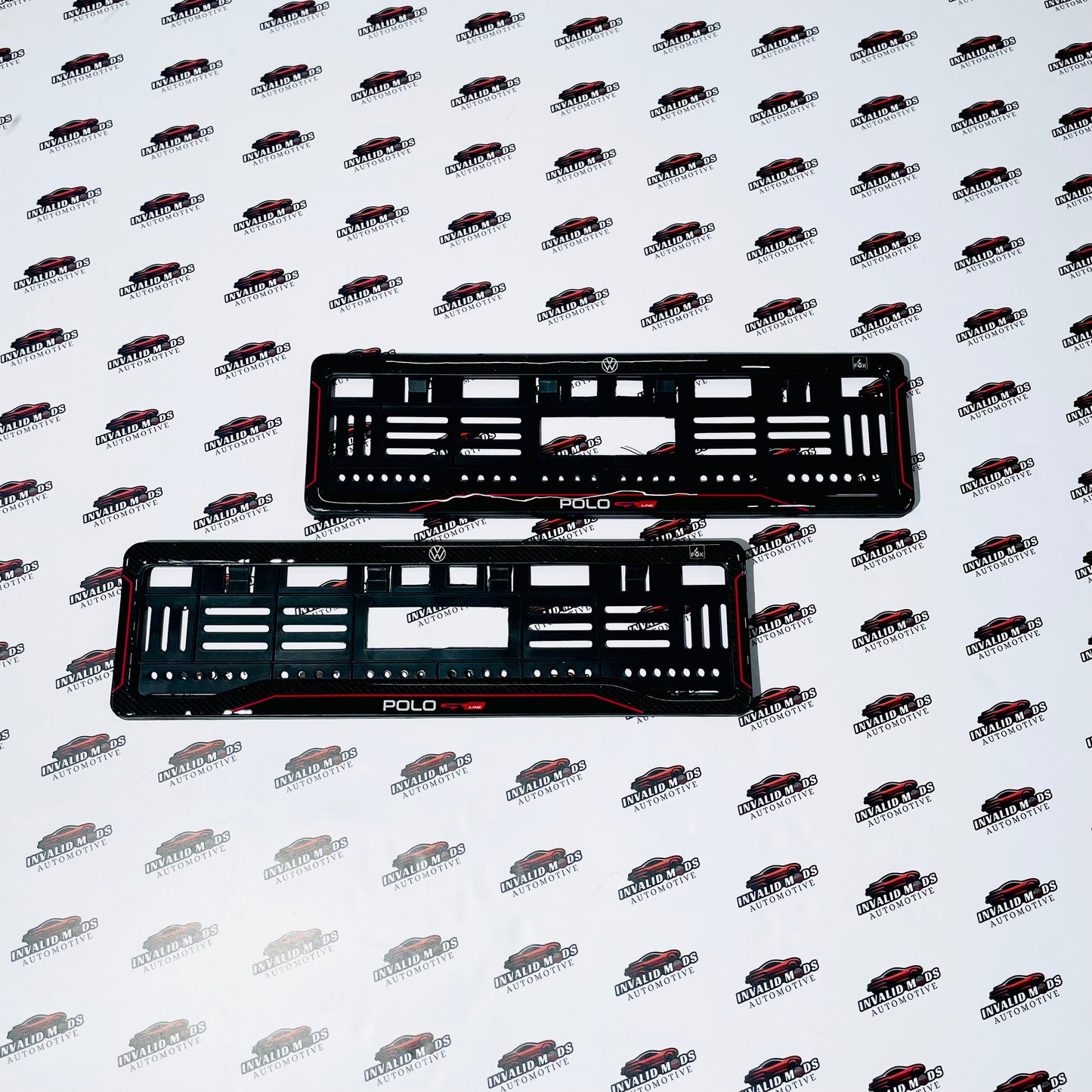 VW Polo 3D Carbon Number Plate Frames | Pair