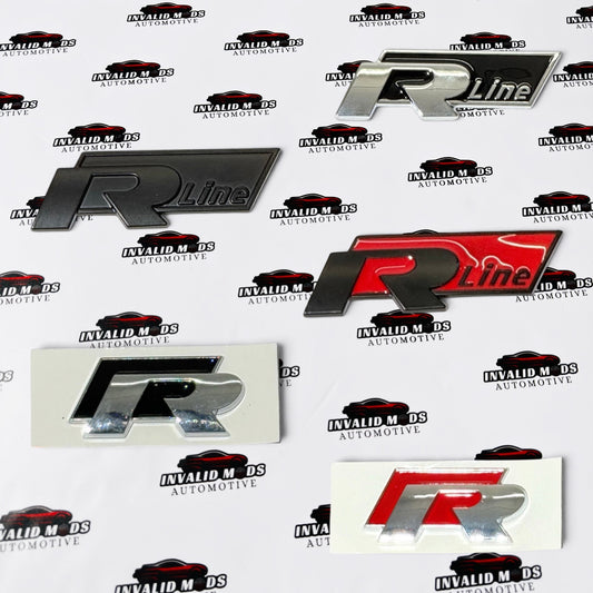 R-Line & R-Logo Front Grille Emblem Sticker | OEM-Style Car Grille Badge – Multiple Color Options