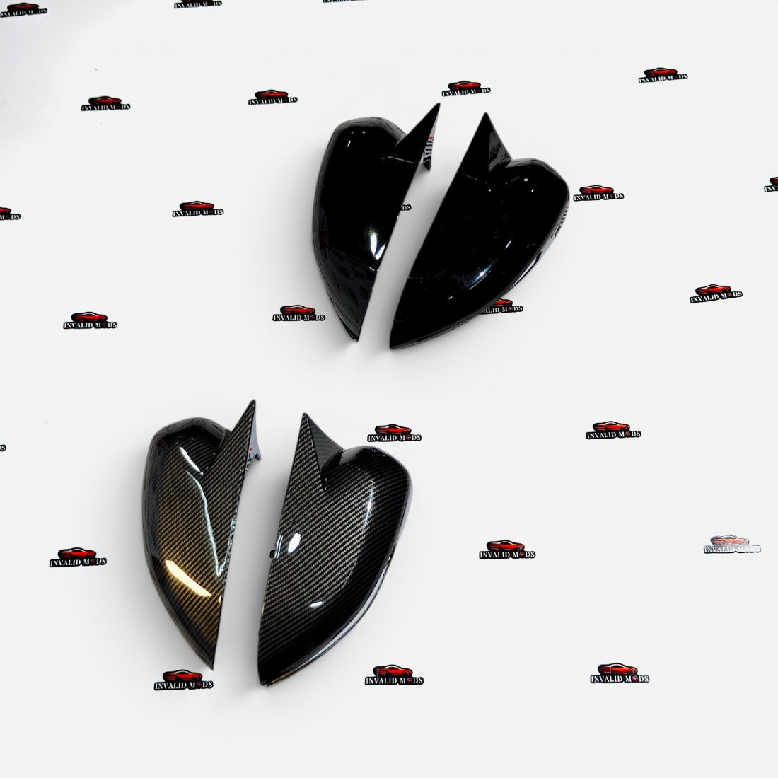 Batman Style Mirror Covers for Tata Punch, Nexon, Tiago & Tigor | Gloss Black ABS