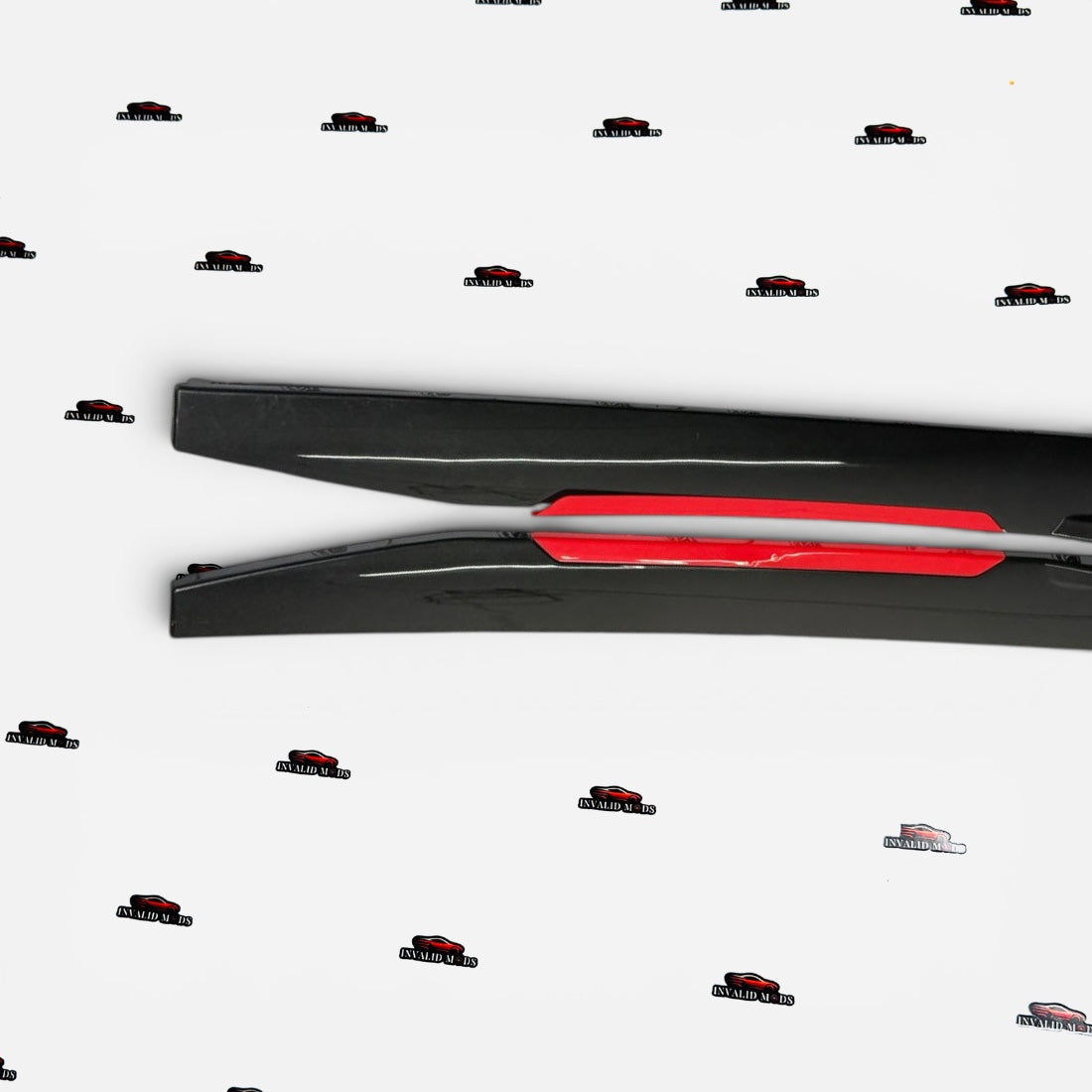 Universal Side Skirts Glossy Black with Red Accent | Sporty Side Extensions Kit