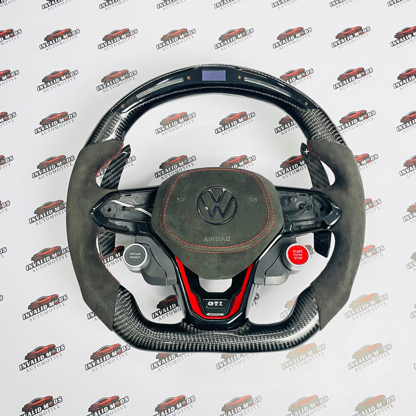 VW Virtus OG Carbon Fiber & Alcantara Steering Wheel with Paddle Shifters & Start Button