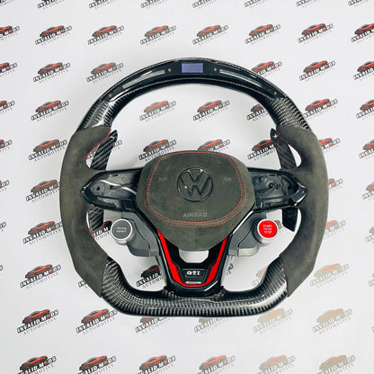 VW Virtus OG Carbon Fiber & Alcantara Steering Wheel with Paddle Shifters & Start Button