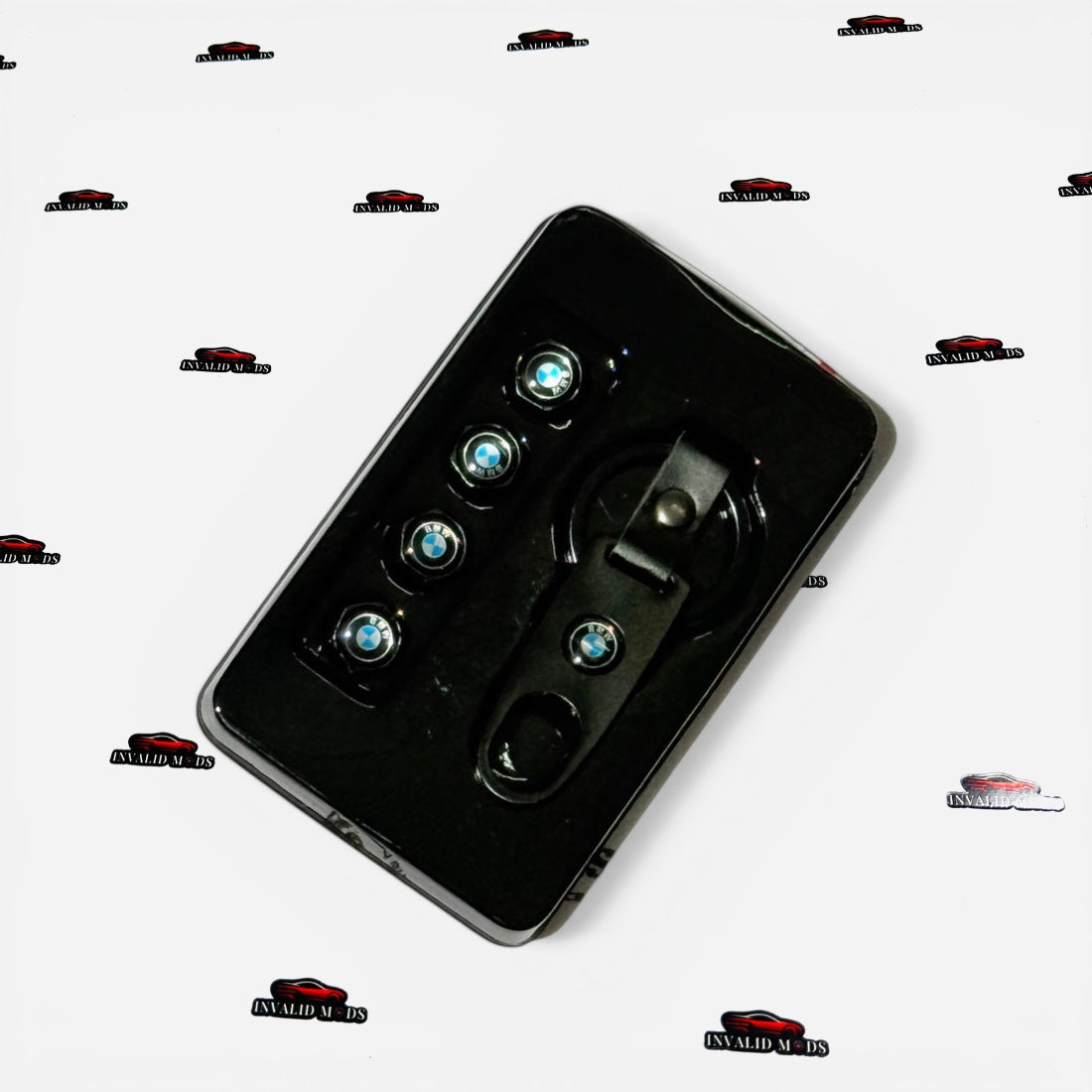 Car Tyre Air Valve Caps Set of 4 with Keychain | Brand Logo Design