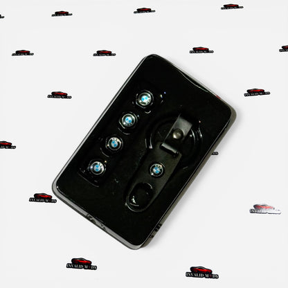Car Tyre Air Valve Caps Set of 4 with Keychain | Brand Logo Design