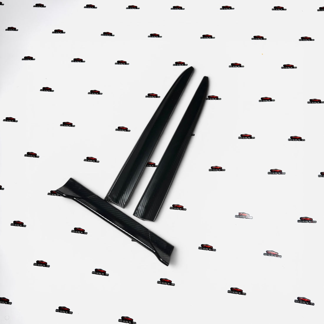 Universal Rubber Spoiler Set of 3 | Black & Carbon Finish Lip Kit