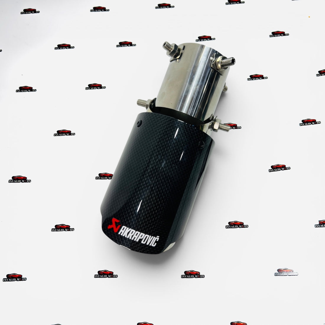 Akrapovic Single Exhaust Tip | Angle-Adjustable Gloss Carbon Finish | Universal Stainless Steel Performance Exhaust Tip