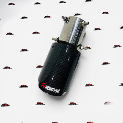 Akrapovic Single Exhaust Tip | Angle-Adjustable Gloss Carbon Finish | Universal Stainless Steel Performance Exhaust Tip
