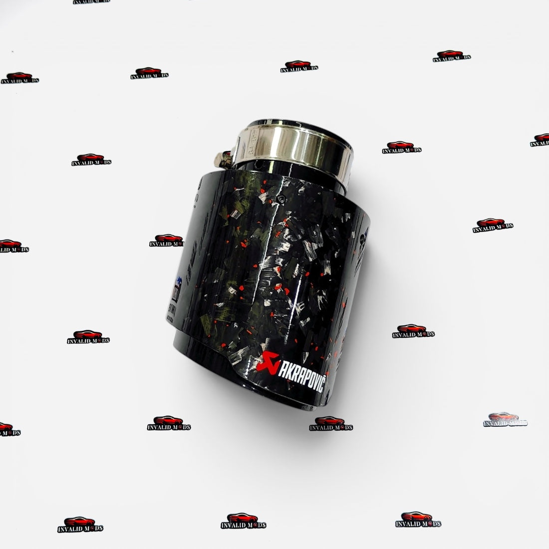 Akrapovic Single Exhaust Tip | Forged Carbon Red Finish | Universal Stainless Steel Performance Exhaust Tip