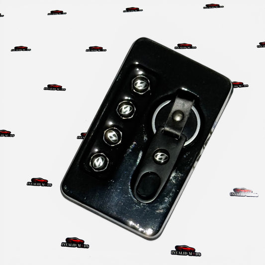 Car Tyre Air Valve Caps Set of 4 with Keychain | Brand Logo Design