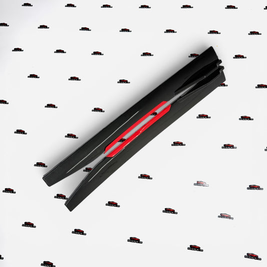 Universal Side Skirts Glossy Black with Red Accent | Sporty Side Extensions Kit