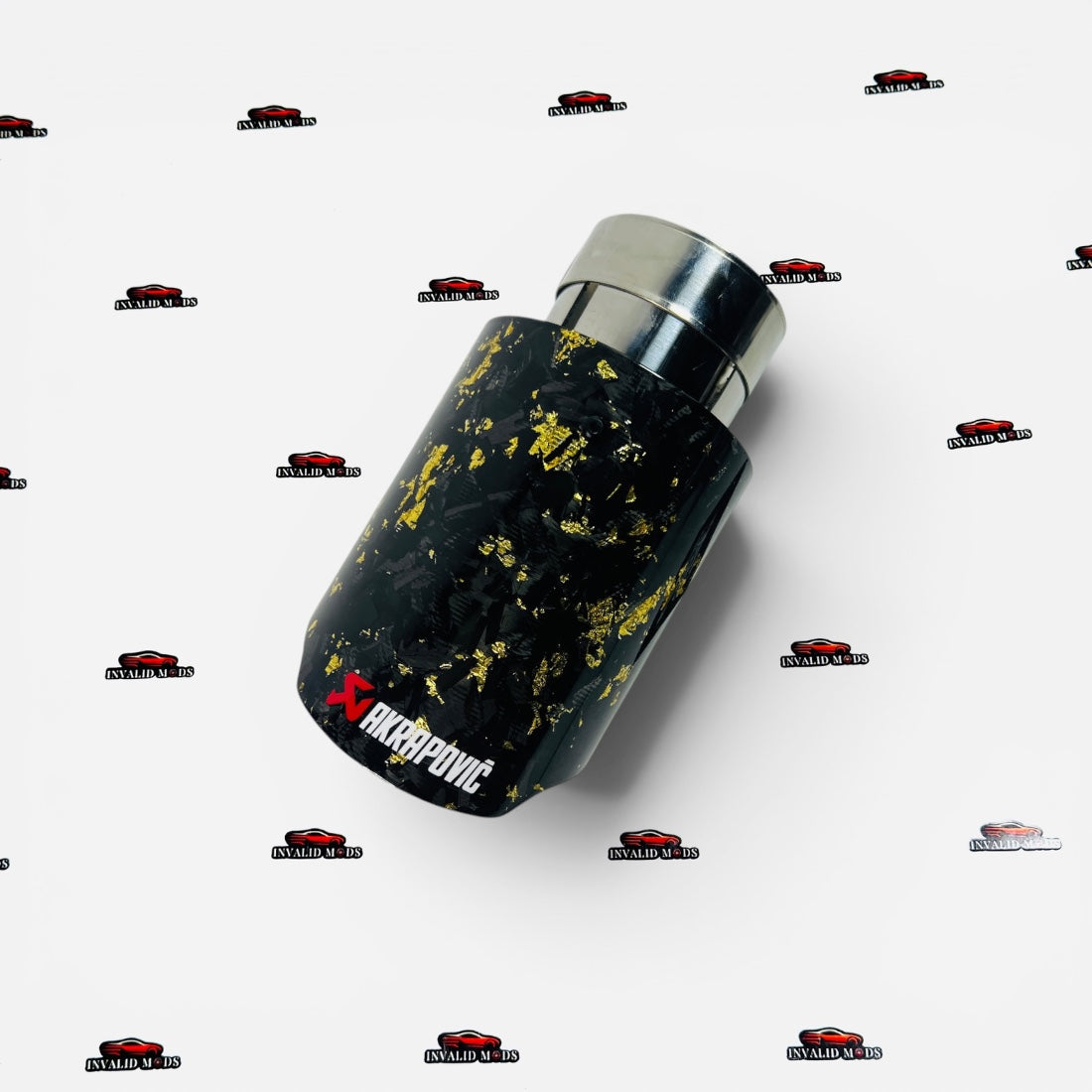 Akrapovic Single Exhaust Tip | Yellow Forged Carbon Finish | Universal Stainless Steel Performance Exhaust Tip