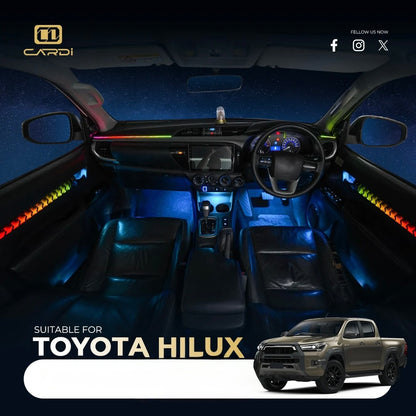 Toyota Hilux Ambient Lighting Kit | Cardi 18-in-1 RGB Interior Lights | App, Touch & Voice Control