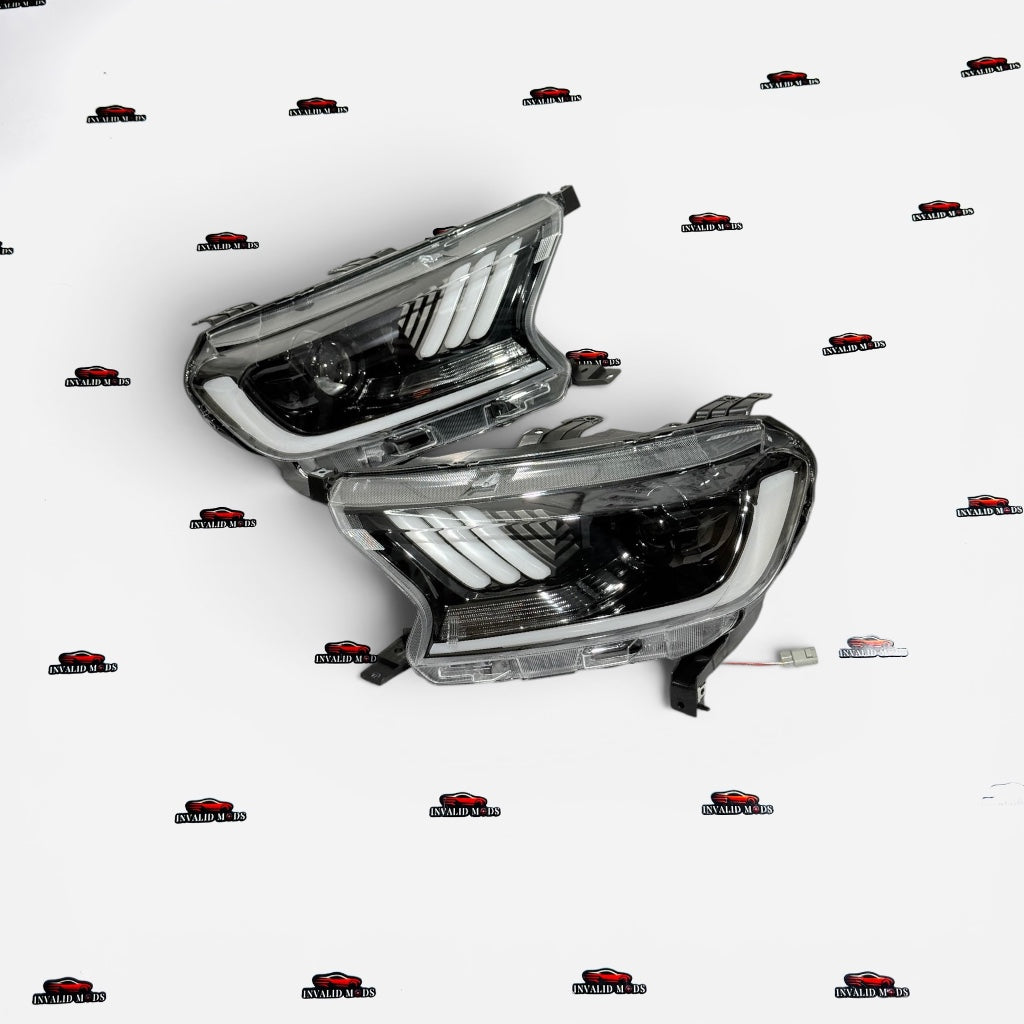 Ford Endeavour Mustang Style LED Projector Headlights | Integrated DRL | Plug & Play Headlamp Upgrade