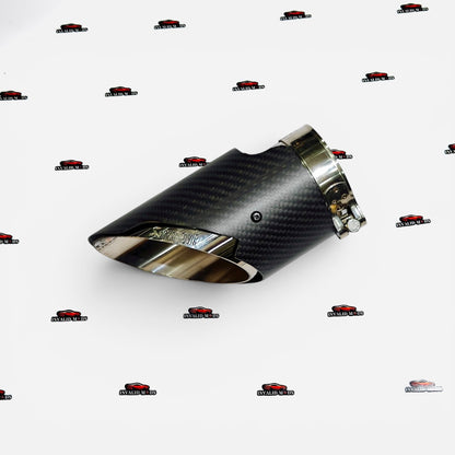 Akrapovic Single Exhaust Tip | Matte Carbon Slant-Cut Design | Universal Stainless Steel Performance Exhaust Tip