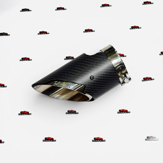 Akrapovic Single Exhaust Tip | Matte Carbon Slant-Cut Design | Universal Stainless Steel Performance Exhaust Tip