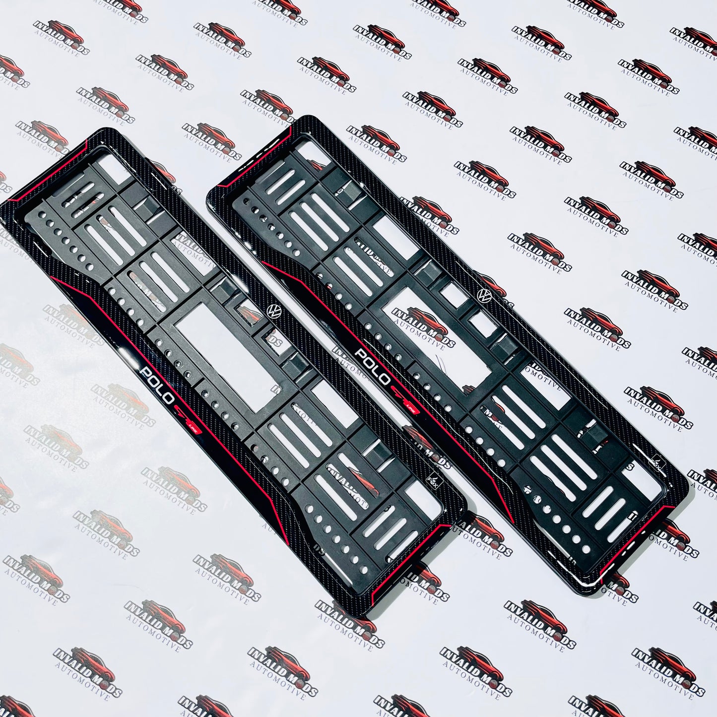VW Polo 3D Carbon Number Plate Frames | Pair