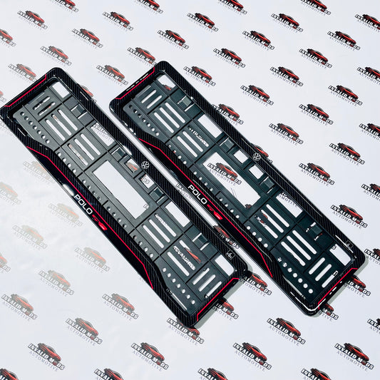 VW Polo 3D Carbon Number Plate Frames | Pair