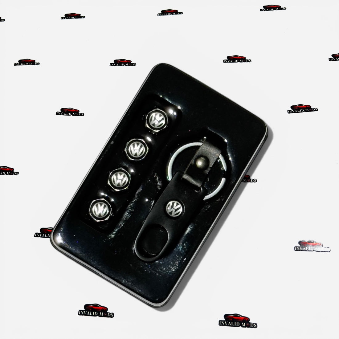 Car Tyre Air Valve Caps Set of 4 with Keychain | Brand Logo Design