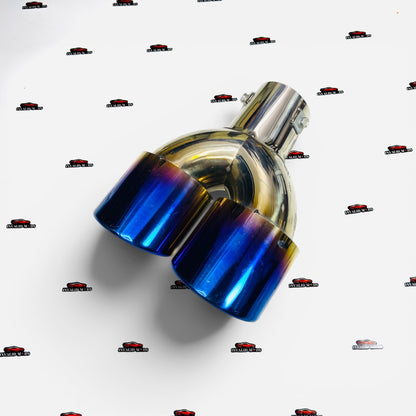 HKS Dual Exhaust Tip | Stainless Steel Burnt Finish | Universal 2.5-Inch Inlet & Outlet Performance Exhaust Tip