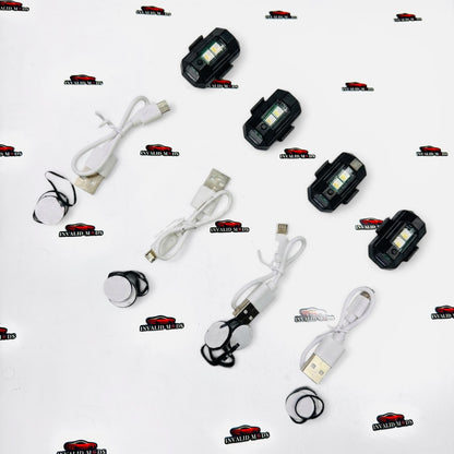 Aircraft Style LED Strobe Warning Lights (Set of 4) | Multi-Color Flashers for Cars & Bikes | High Visibility Safety Lights