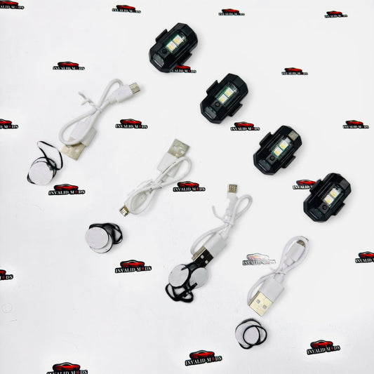 Aircraft Style LED Strobe Warning Lights (Set of 4) | Multi-Color Flashers for Cars & Bikes | High Visibility Safety Lights