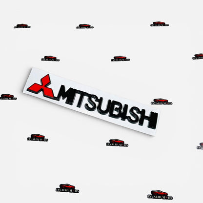 Mitsubishi Logo Sticker | Black & Chrome Finish Emblem for Cars