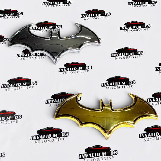 Batman Logo Sticker | Premium Metal Finish Badge in Silver & Gold
