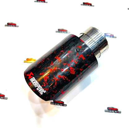 Akrapovic-Style Red Forged Carbon Exhaust Tip – Single Outlet | Universal Performance Upgrade