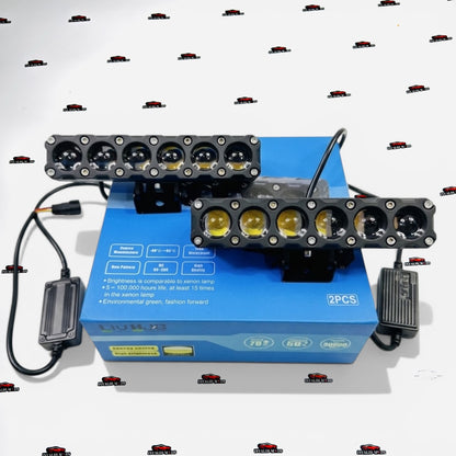 HJG 6-Lens 180W Auxiliary Lights & 6-Lens with Devil eye | High Power LED Fog Lamps for Cars & Bikes