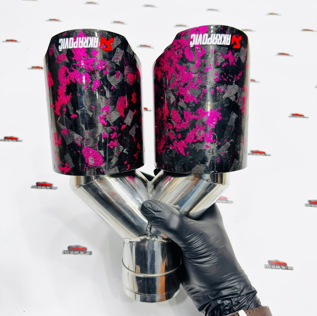 Akrapovic Dual Exhaust Tip | Pink Forged Carbon Finish | Universal Stainless Steel Performance Exhaust Tip