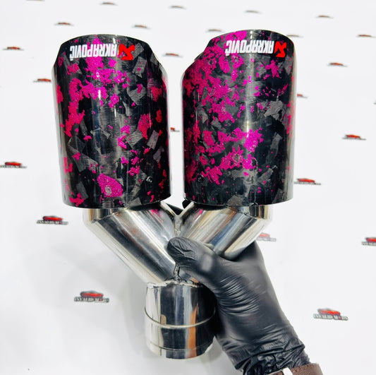 Akrapovic Dual Exhaust Tip | Pink Forged Carbon Finish | Universal Stainless Steel Performance Exhaust Tip