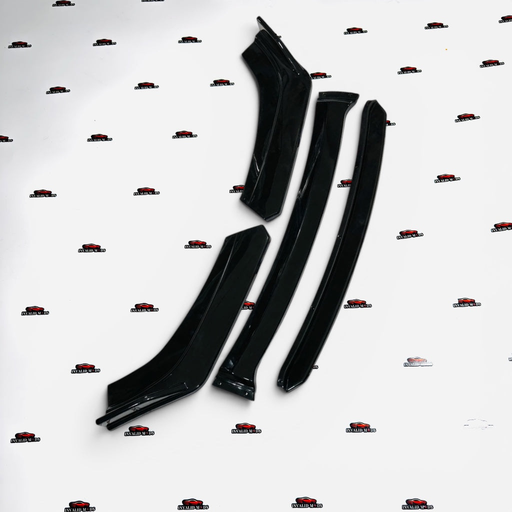 Universal 4-Piece Front Lip Splitter Kit | Black Aftermarket Bumper Canards