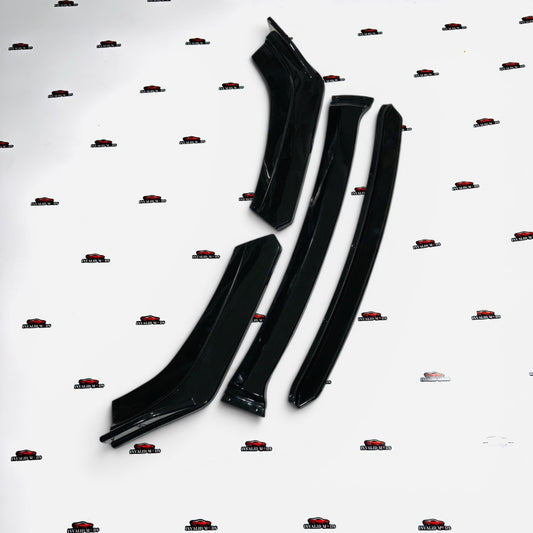 Universal 4-Piece Front Lip Splitter Kit | Black Aftermarket Bumper Canards