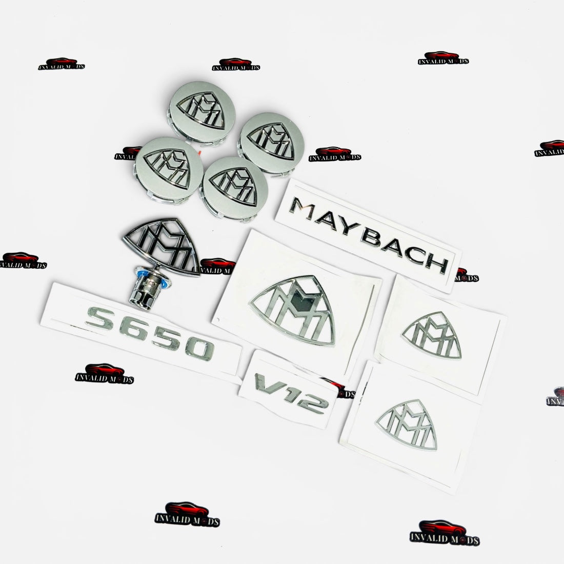 Maybach Complete Logo Kit | Wheel Caps, Bonnet Emblem, Pillar Badges & Rear Logo Set