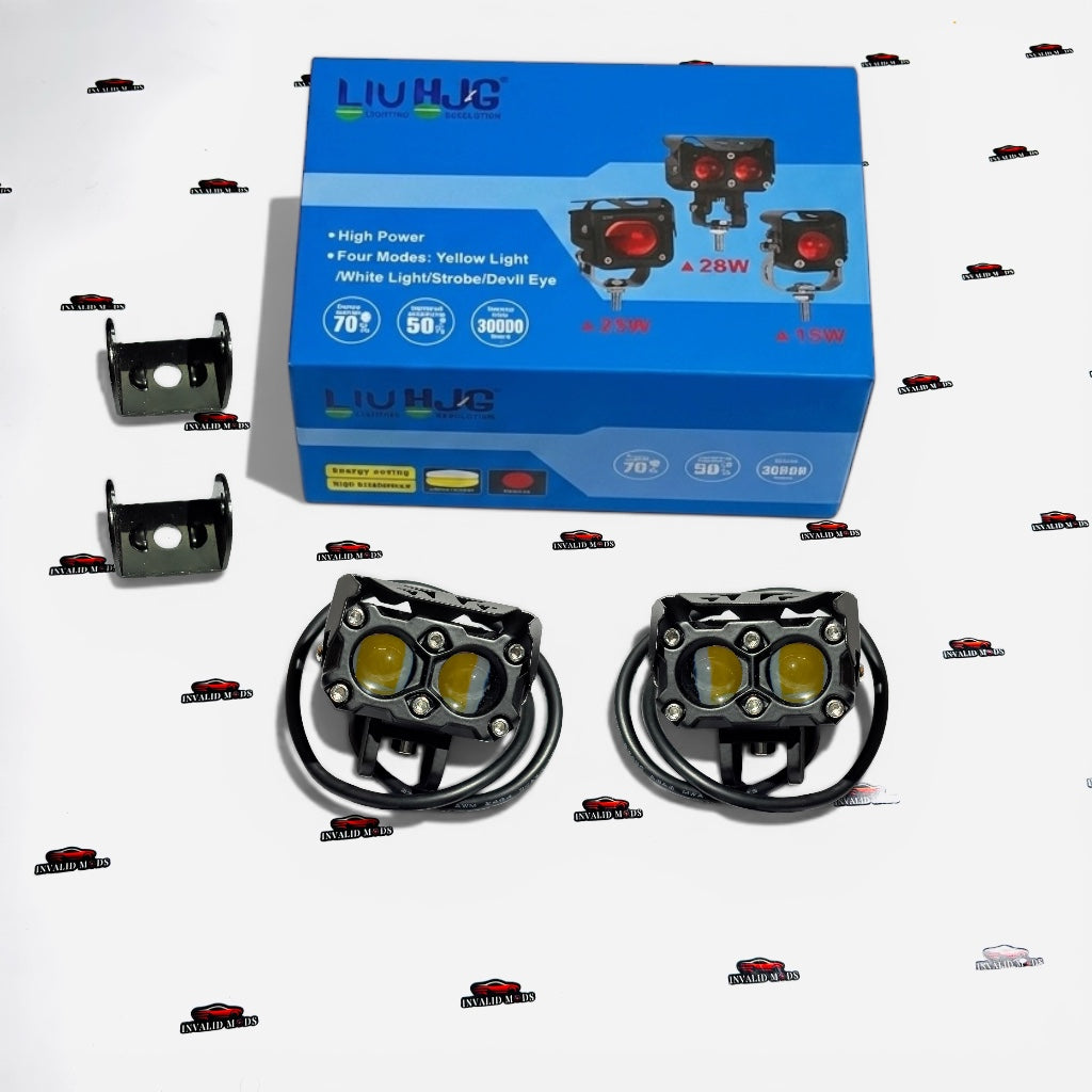 HJG 28W Mini Auxiliary LED Lights – Compact High Brightness Fog & Driving Lamps for Cars & Bikes (Universal Fit)