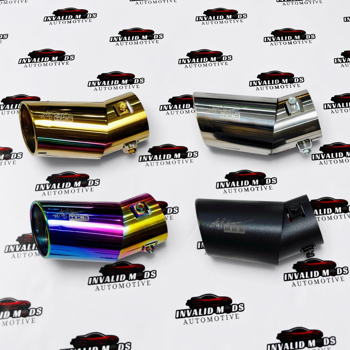 HKS Style Single Exhaust Tip with 2.4-Inch Bent Inlet | Universal Car Exhaust Tip