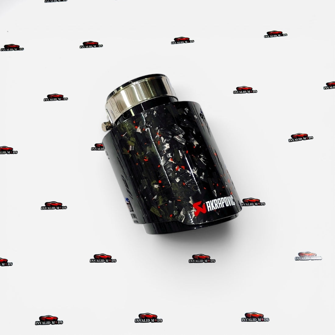 Akrapovic Single Exhaust Tip | Forged Carbon Red Finish | Universal Stainless Steel Performance Exhaust Tip