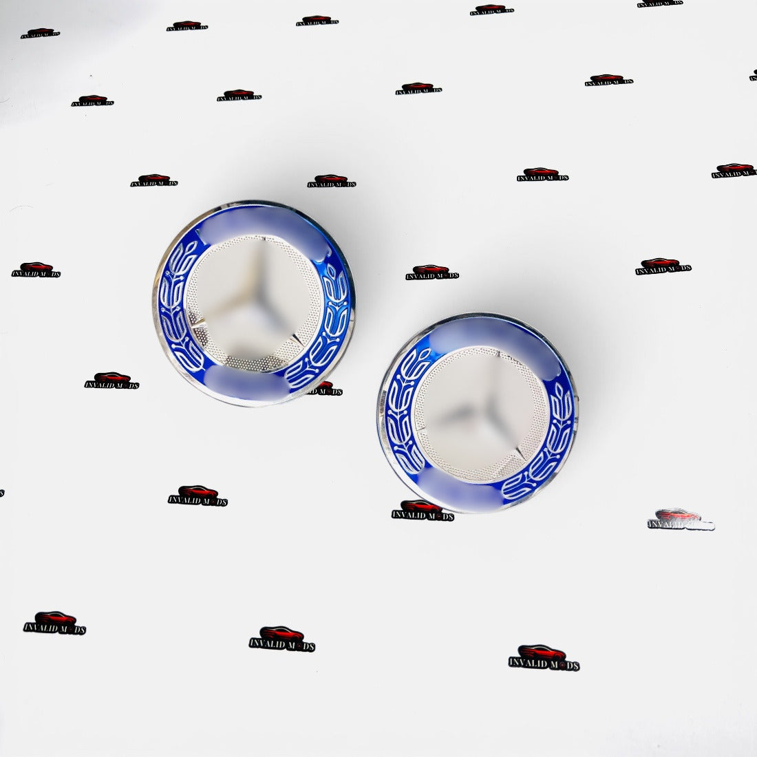 Mercedes-Benz Wheel Center Caps – Black, Blue & Light Blue (Set of 4)