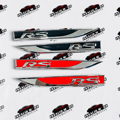 RS Fender Emblem Badge for Cars | Metallic Finish | Universal Fit